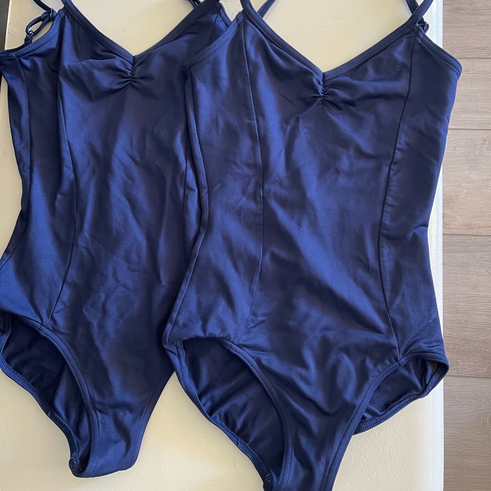 2 Beautiful Navy Blue Capezio Ballet Leotards- Pinched front and low back 💙